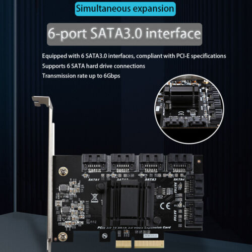 PCI-E Riser Card Adapter Sata Card Controller PCIe3.0 to SATA3.0 Expansion card - Picture 2 of 6