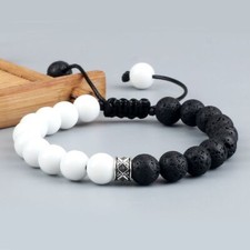 Onyx Strand Adjustable Bracelets - Natural Tiger Eye Lava Stone Beads Handmade