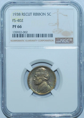 1938 NGC PR66 FS-402 Re-Engraved Obverse Design Jefferson Nickel Proof Strike