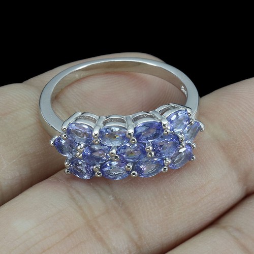 Anillo De Plata 925 Ovalado Con Tanzanita Azul Joyería De Gemas 9.5 - Imagen 3 de 10