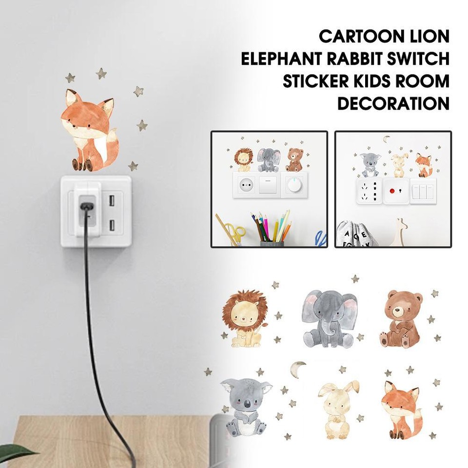 Children's Room Decoration Stickers Cartoon Lion Elephant Animal Switch