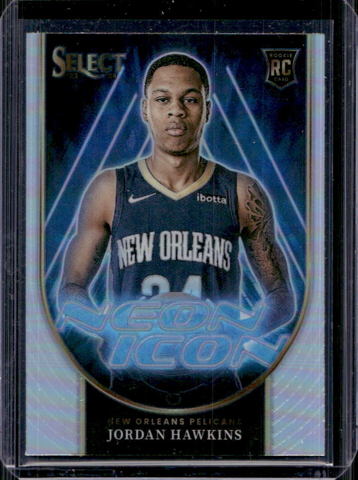 2023-24 Select Jordan Hawkins Neon Icon Silver Prizm Rookie RC #25 Pelicans