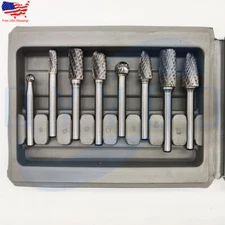 8x 1/4'' Double Cut Tungsten Steel Carbide Rotary Burr Die Grinder Shank Bit Set