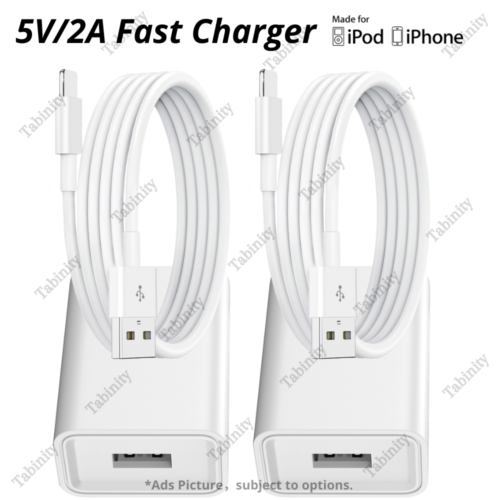 5V2A Fast Power Adapter Charger Lot For iPhone 6 7 8 XR X 11 12 13 14 USB Cable - Picture 1 of 20