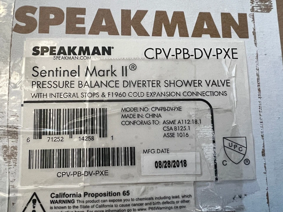 Válvula de ducha desviadora de equilibrio de presión Speakman CPV-PB-DV-PXE Sentinel Mark II Foto 2 de 4