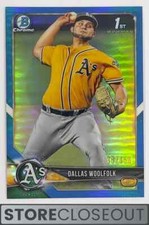 2018 Bowman Chrome Draft #BDC127 Dallas Woolfolk 1st Blue Refractor /150 A's