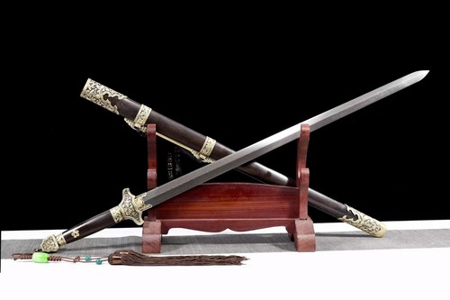 Copper,Hardwood,Qing Jian Chines KUNGFU Saber Double Edged Sharp Sword Excellent - Picture 7 of 10