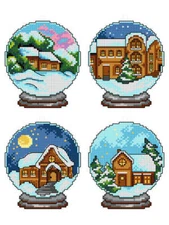 Winter Houses in Balls 196CS ounted cross stitch kit with plastic canvas