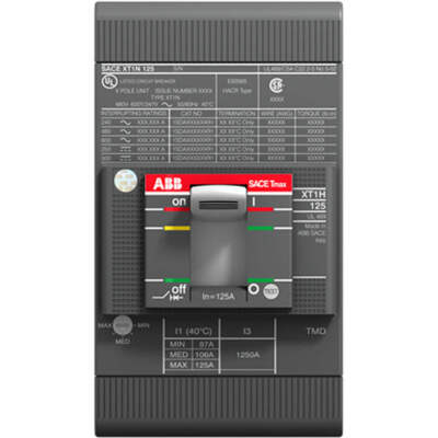 XT1HU3080AFD000XXX - ABB Bolt-On 600Y/347 VACV 80A 3 pole circuit breaker 65kA@4