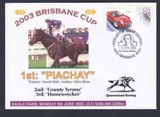 2003 BRISBANE CUP HORSE RACE DECIMAL STAMP SOUVENIR COVER #A353