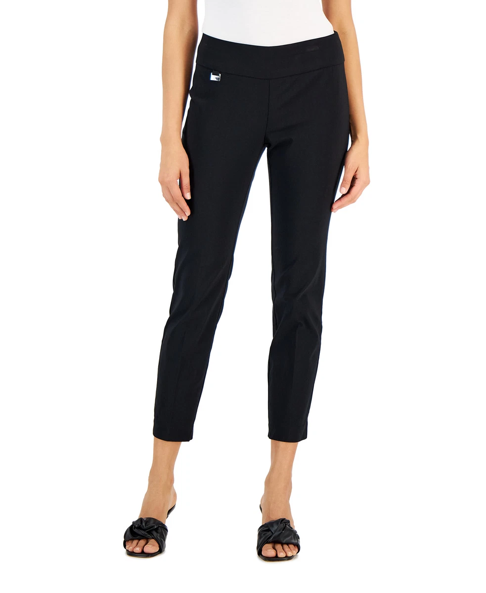 Alfani Womens Petite Tummy-Control Pull-On Skinny Pants (Petite 16S, Deep  Black)