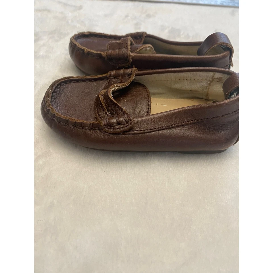 Janie & Jack 棕色皮革婴儿幼儿乐福鞋 5 码 — 第 2/4 张图片