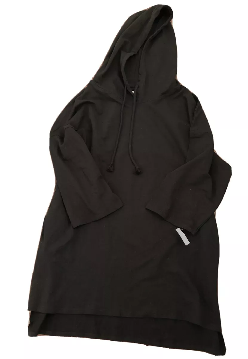 Zara Trafaluc Black Hooded Tunic Top Or Dress W Pockets NWT Men Or Women Large