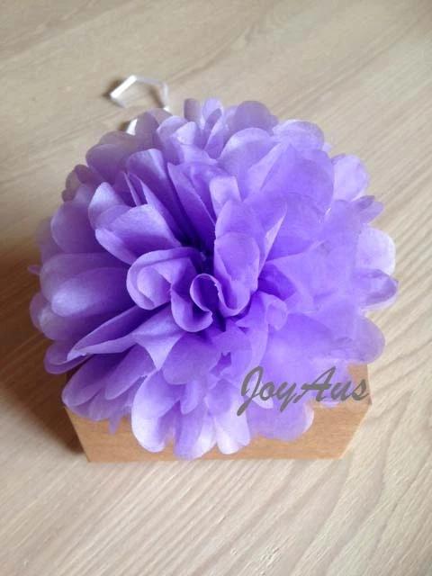 20x 13cm Papel Lila Pom Pom Flores Boda Fiesta Baby Shower Lugar Decoración Foto 2 de 4