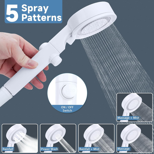 RV Shower Head with Hose, 5+1 Mode High Pressure Shower Head with On/Off Swit... - Picture 2 of 7