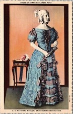 Smithsonian Museum Sarah Polk First Lady 11th President Dress 1934 Postcard K20