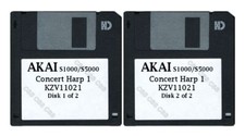 Akai S1000 / S5000 Set of Two Floppy Disks Concert Harp 1 KZV11021