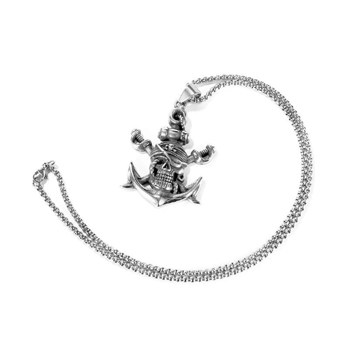 Classic Double Swords Pirate Skull Pendant Necklace for Men Hip-Hop Pirate Boat - Picture 5 of 10