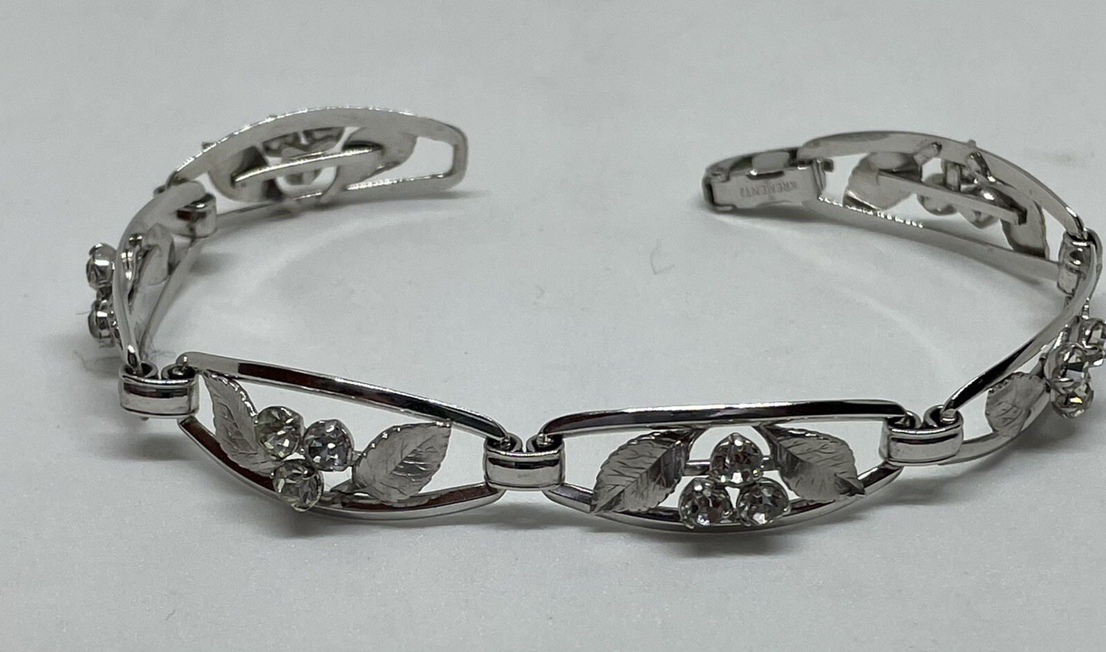 VINTAGE KREMENTZ SILVERTONE/RHINESTONE LEAF 7 1/4" BRACELET eBay