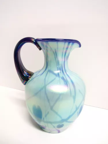Fenton Art Glass Dave Fetty Connoisseur Collection Hanging Hearts Pitcher - EUC