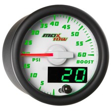 52mm White Maxtow 60psi Diesel Boost Gauge Meter W Double Vision Green Displays
