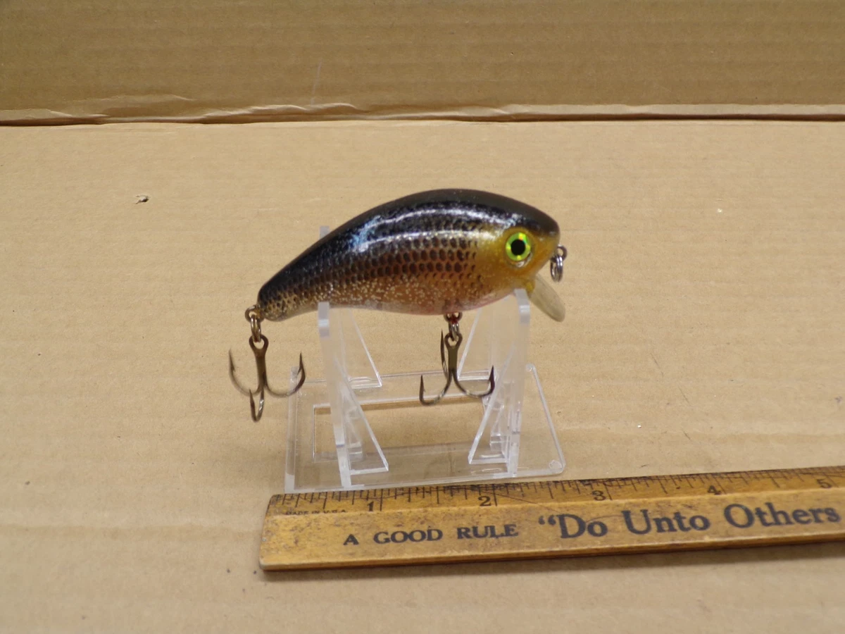 Leurre Vintage Mann's Crankbait Sans Lèvres - Photo 3D - Occasion (rayé, Hameçons Rouillés)