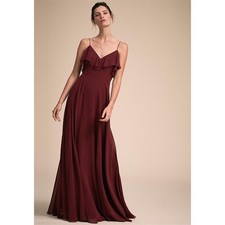 New Anthropologie BHLDN Jenny Yoo Mila Maxi Dress $285 SIZE 10 Hibiscus Red