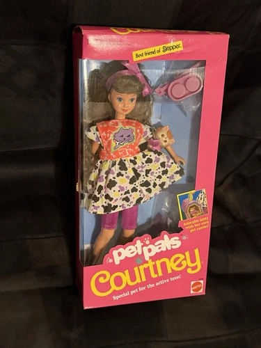 Mattel Pet Pals Courtney Doll with Kitty & Carrier 1991 Vintage NRFB