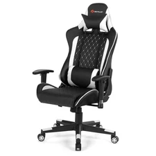 Massage Gaming Chair Reclining Racing Chair with Lumbar Support White