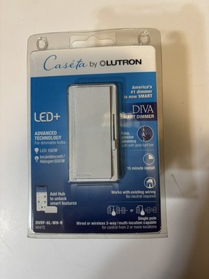 Lutron Caseta Diva White DVRF-6L-WH-R Smart LED+ Light Switch