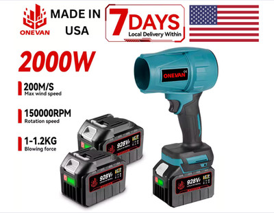 ONEVAN 2000W 200M/S Brushless Electric Turbo Fan Cordless Leaf Air Blowers Snow