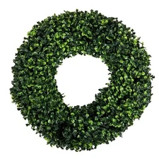 Boxwood Wreath - 16.5-Inch Round UV Resistant Artificial Spring, 16.5" Green
