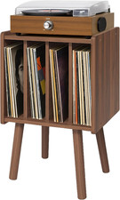 Mid Century Modern Vinyl Record Stand with 4 Cabinets for Bedroom Living Room