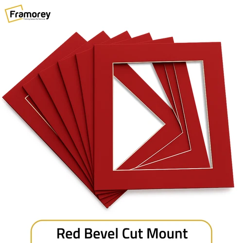 Red Mount Board Bevel Cut Photo Mount Frame 1.4mm White Core Picture Matt