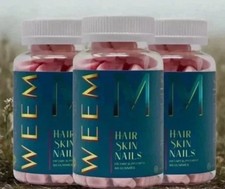 WEEM Hair Skin and Nails Gummies, Vegan biotin Vitamins, Healthy Hair- Pack of 3