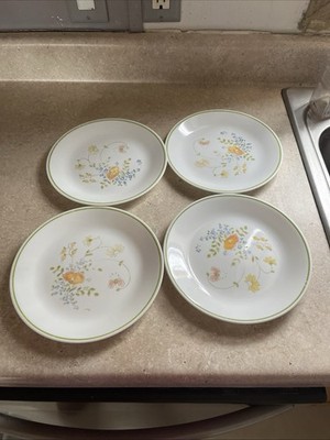 Vintage Corelle By Corningware Wildflower sandwich plates set 4 Made USA 8.50''