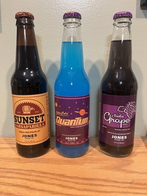 Jones Soda Co. Fallout Collectible Bottles Nuka Quantum, Grape, Sarsaparilla