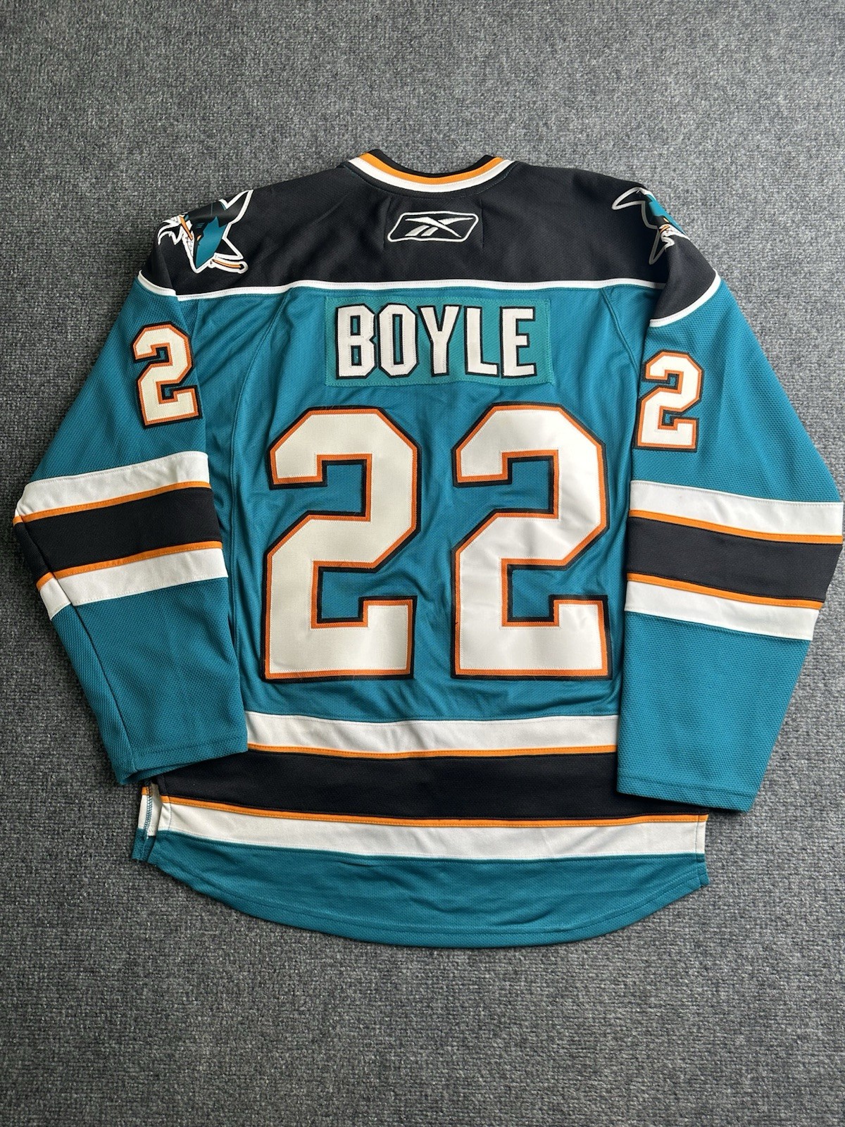 Mens Hockey Jersey Reebok San Jose Sharks Dan Boyle #22 Teal, Size S