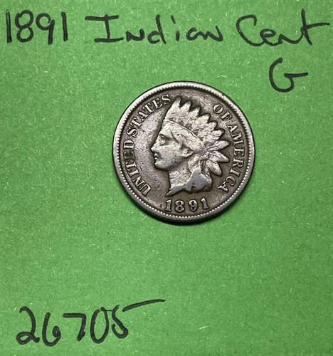 1891 Indian Head Cent / Penny 1c GD Good