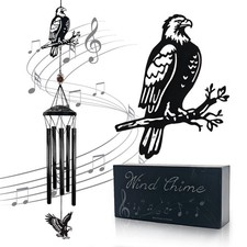 Memorial Wind Chimes Outdoor Decor - 40" Bald Eagle Large Wind Chimes for Out...