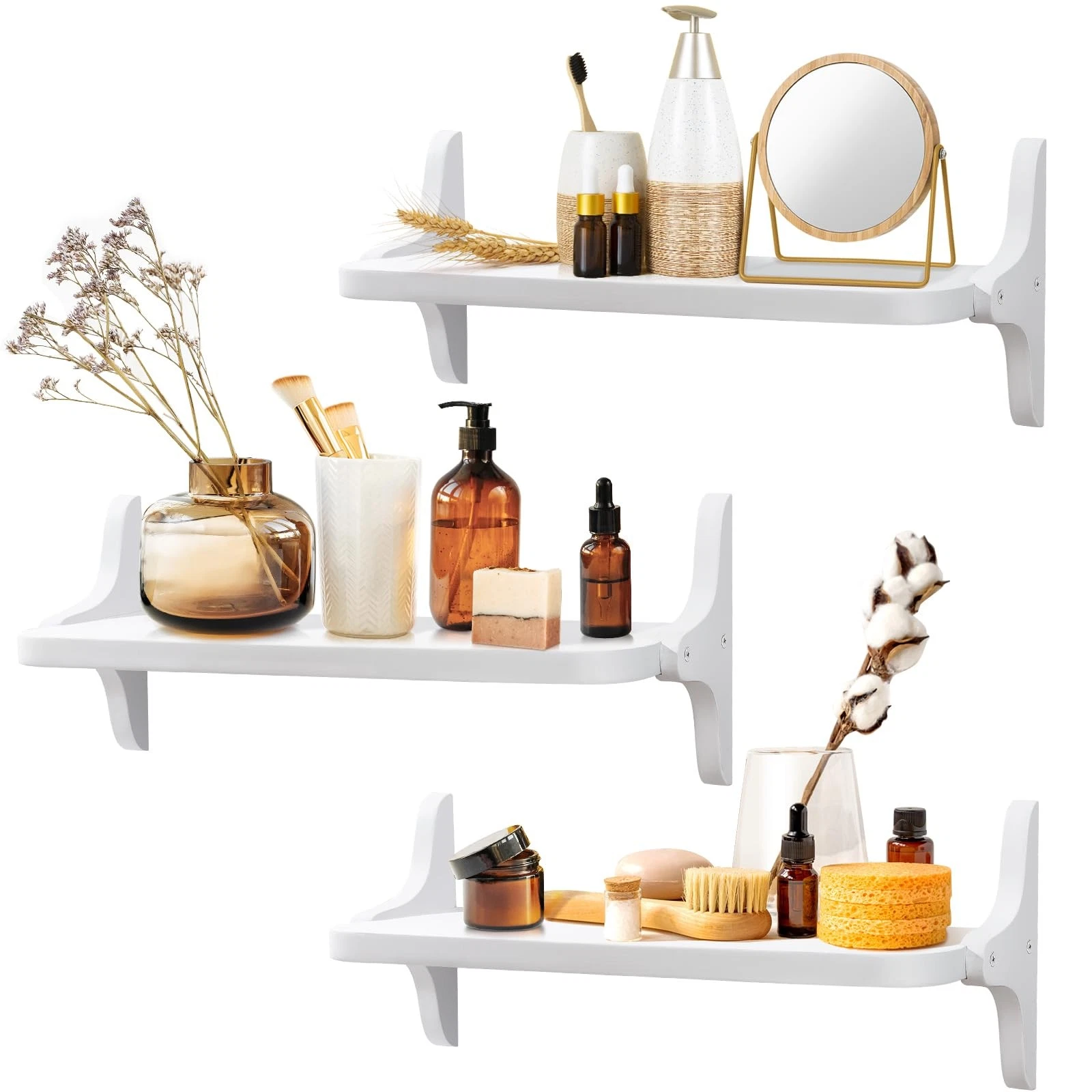 Wooden Floating Shelves for Wall 15.7" W x 5" D x 0.6" H Large Wall Shelves H...