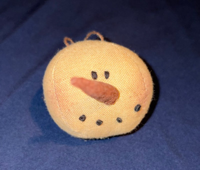 Honey & Me, Primitive Fabric Snowman Head Ornament 2.5'' Diameter