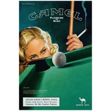 Vintage Camel Cigarette Poster 1930s Pool Table Retro Art Print Unframed
