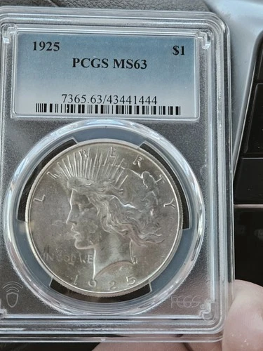 Peace Silver Dollar 1925 PCGS MS 63 Uncirculated $1 Coin