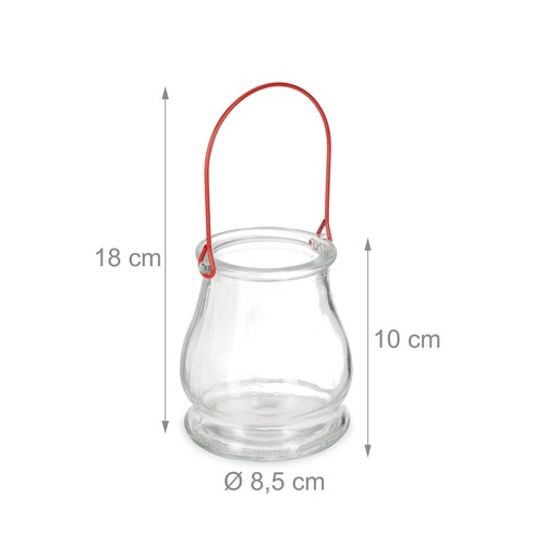 Windlicht Kerzengläser 12 Stück mit Bügel Teelichthalter Hängeglas Windlichtglas - Bild 4 von 8