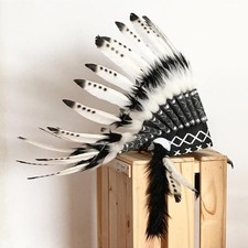 Hellery American Chief Indian Native Hat Feather Headdress Head Accessories