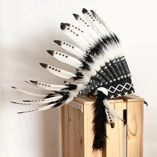 Hellery American Chief Indian Native Hat Feather Headdress Head Accessories