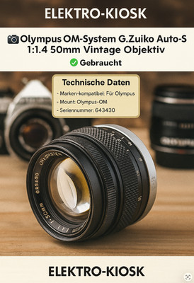   Olympus OM-System G.Zuiko Auto-S 1:1.4 50mm Objektiv Foto Kamera Lens Vintage