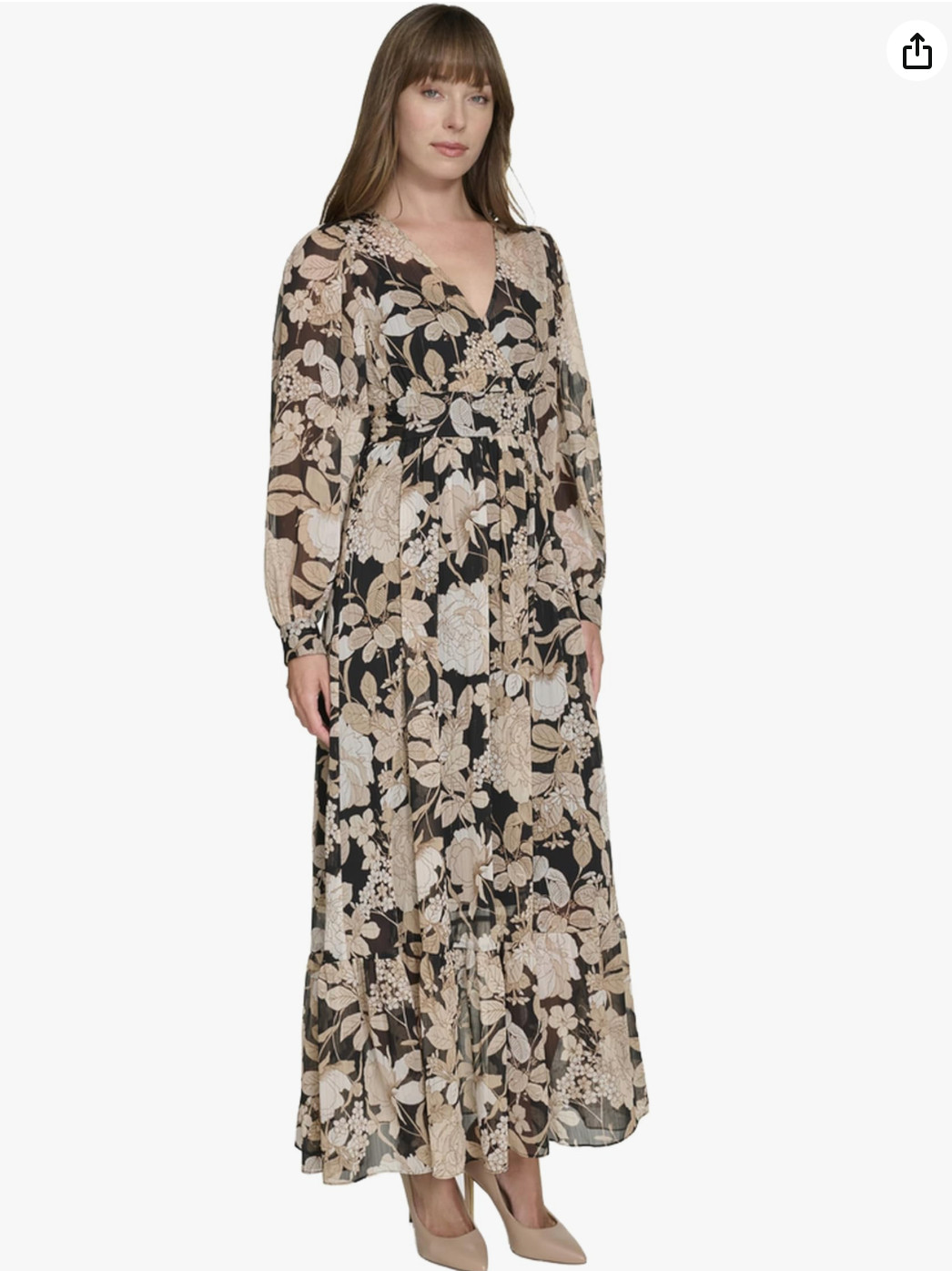 Tommy Hilfiger Paisley Maxi Dress V-Neck Long Sleeve Black Blue White NWT thumbnail 2