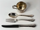 Lunt Sterling Silver Baby Set + Baby Cup – Virginia Pattern – 1950s – Monogram E